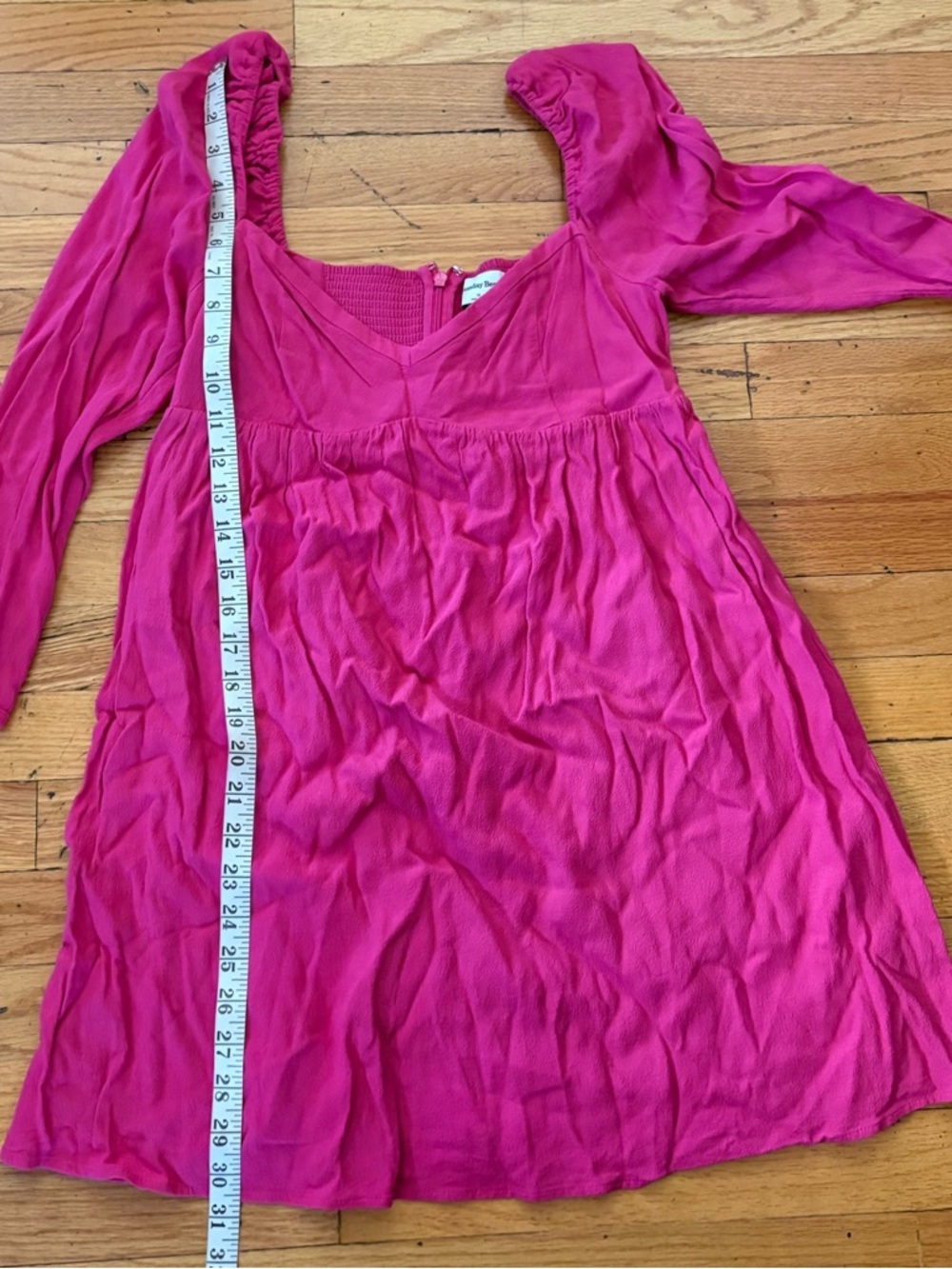 Aritzia Sunday Best Pink Mini Dress Puff Sleeve Smocked Back Size M - Picture 3 of 8
